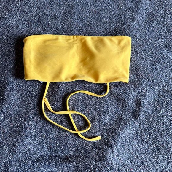 SHEIN Other - Lace Up Yellow Bandeau Bikini Top